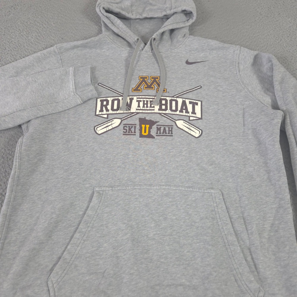 Nike Hoodie Mens L Gray Club Fleece Minnesota Gophers Row The Boat Ski U Mah